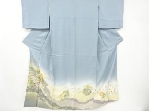 リサイクル　作家物　寿光織色紙に花鳥模様織り出し一つ紋色留袖